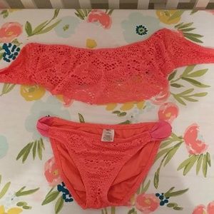 Mesh and fabric sexy halter top biki